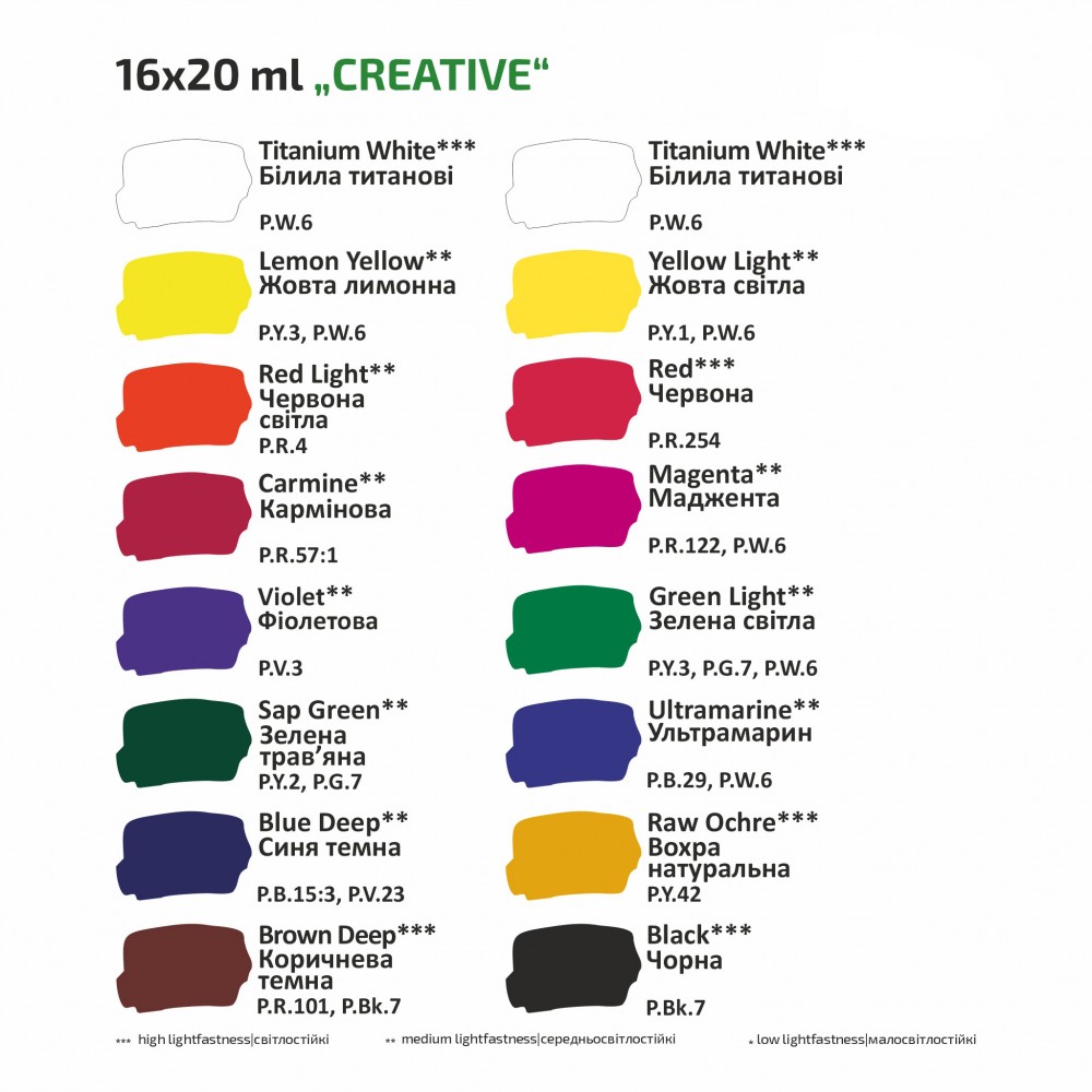 Набір гуашевих фарб ROSA Studio Creative 16 кольорів по 20 мл 221551. Фото 4