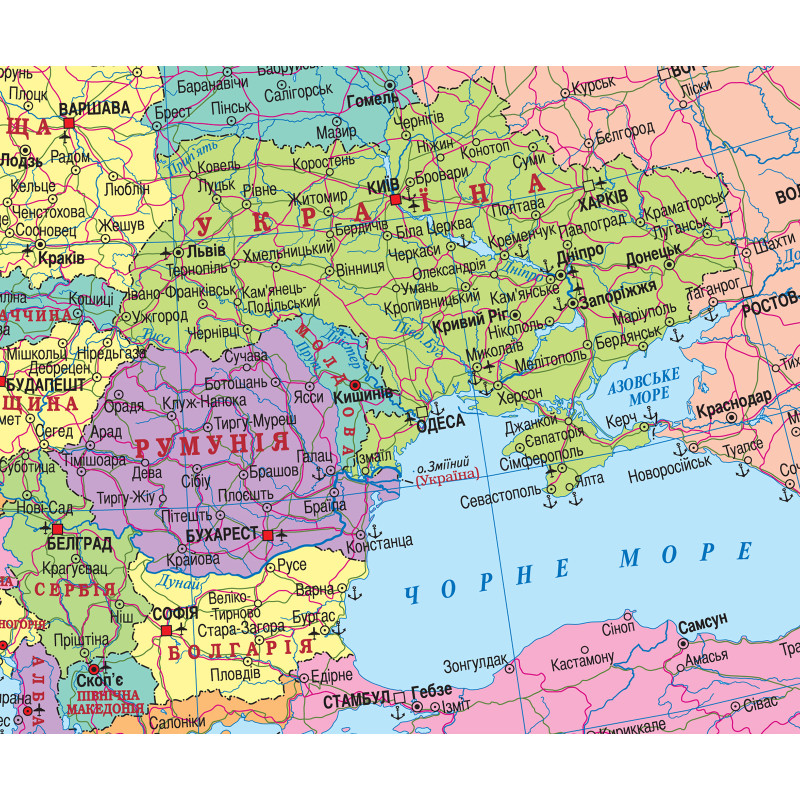 Карта Європа. Політична карта, м-б 1:12 000 000 ламінована. Фото 2