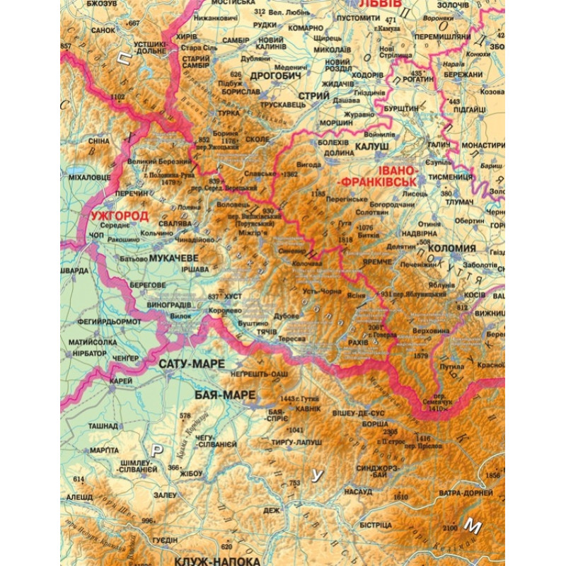 Україна. Загальногеографічна карта, м-б 1:1 000 000 на картоні. Фото 3