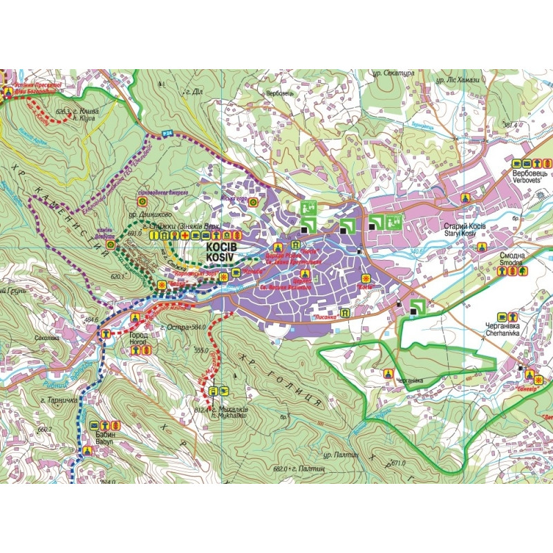 Туристична карта КАРПАТИ Косівський район м-б 1:50 000. Фото 2