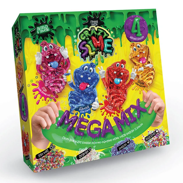Безпечний освітній набір для проведення дослідів   - Crazy Slime 4в1 SLM-03-01U,02U