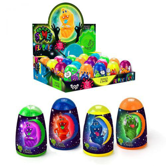 В'язка маса слайм-лизун Danko Toys - Crazy Slime Fluoric лампочка SLM-07-01U