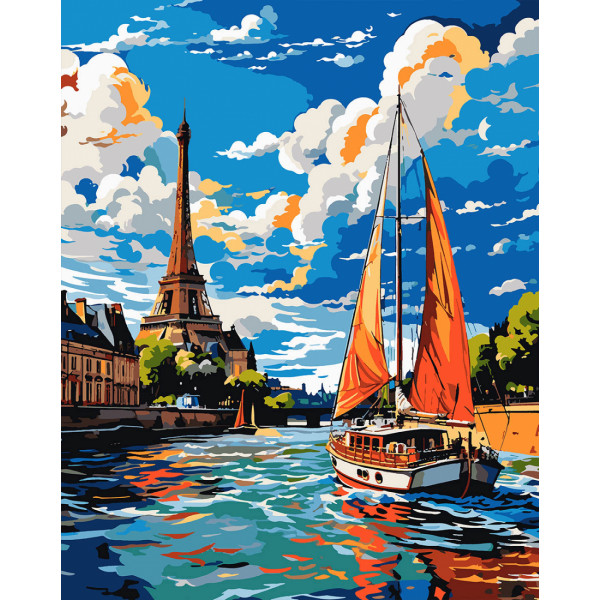 SANTI Картина за номерами. Відпочинок на яхті 40х50