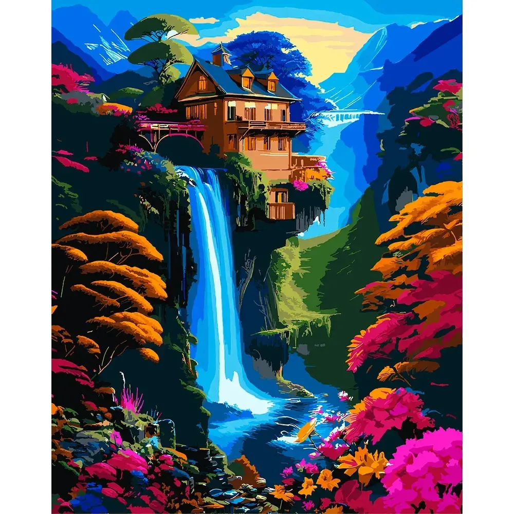 SANTI Картина за номерами. Казковий водоспад 40х50