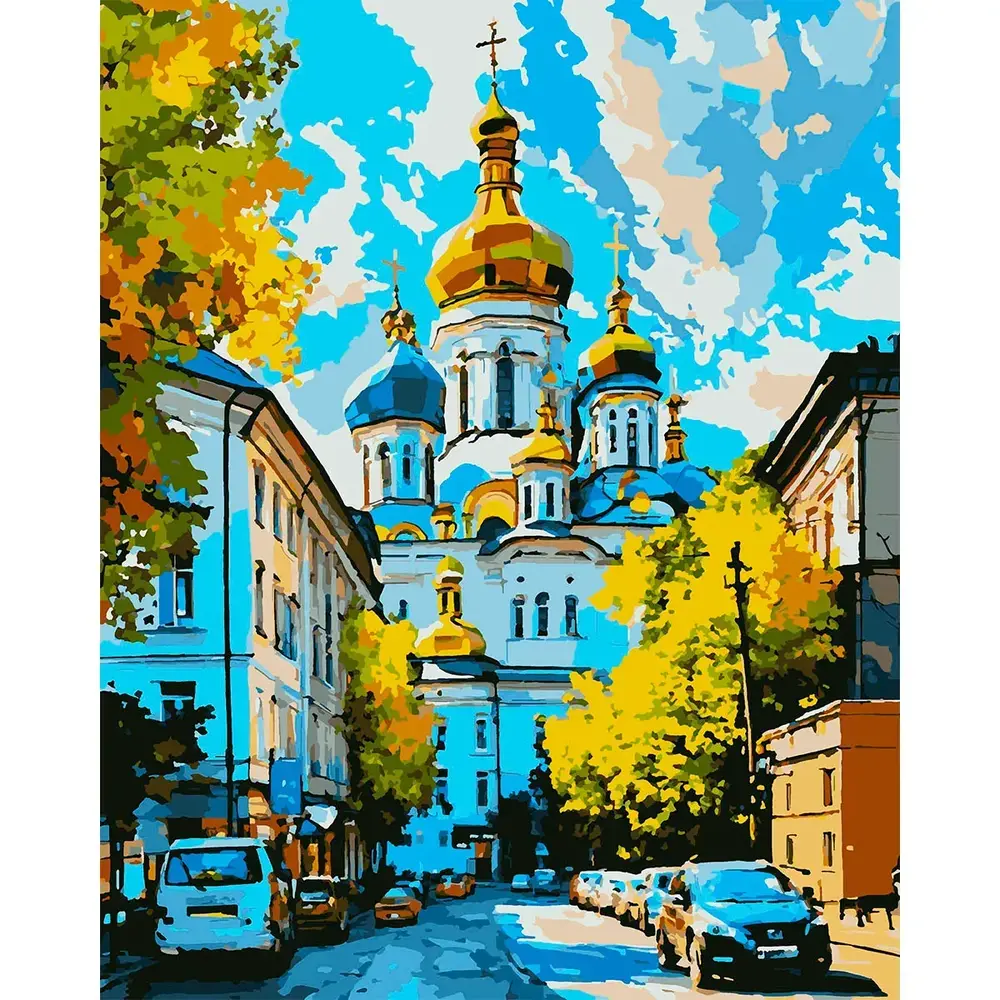 SANTI Картина за номерами. Ранок у Києві 40х50