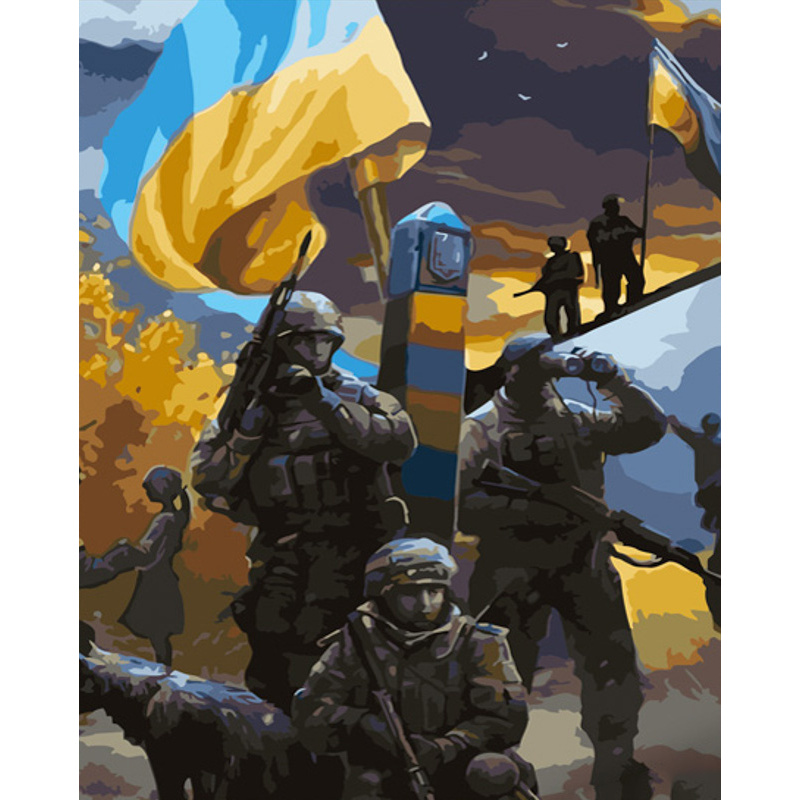 Strateg Картина за номерами. Героїчні прикордонники 40х50 см 