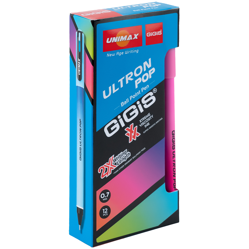 Ручка кулькова Unimax Ultron POP 2х, синя UX-152-02. Фото 3