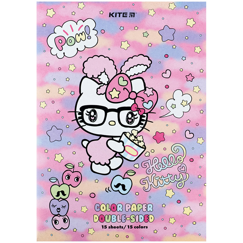 Папір кольоровий двосторонній Kite Hello Kitty А4 15 аркушів HK24-250