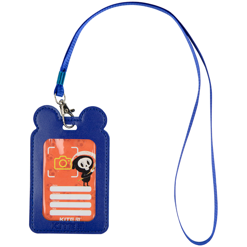 Бейдж вертикальний Kite K22-296-02, на шнурку, синій. Фото 3