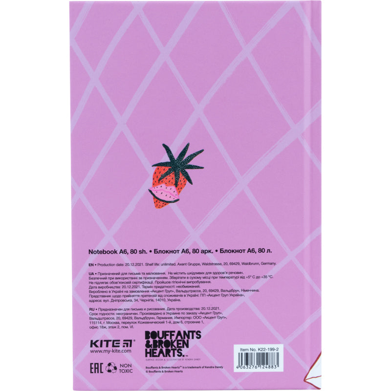 Книга записна Kite BBH K22-199-2, тверда обкладинка, А6, 80 аркушів, клітинка. Фото 3