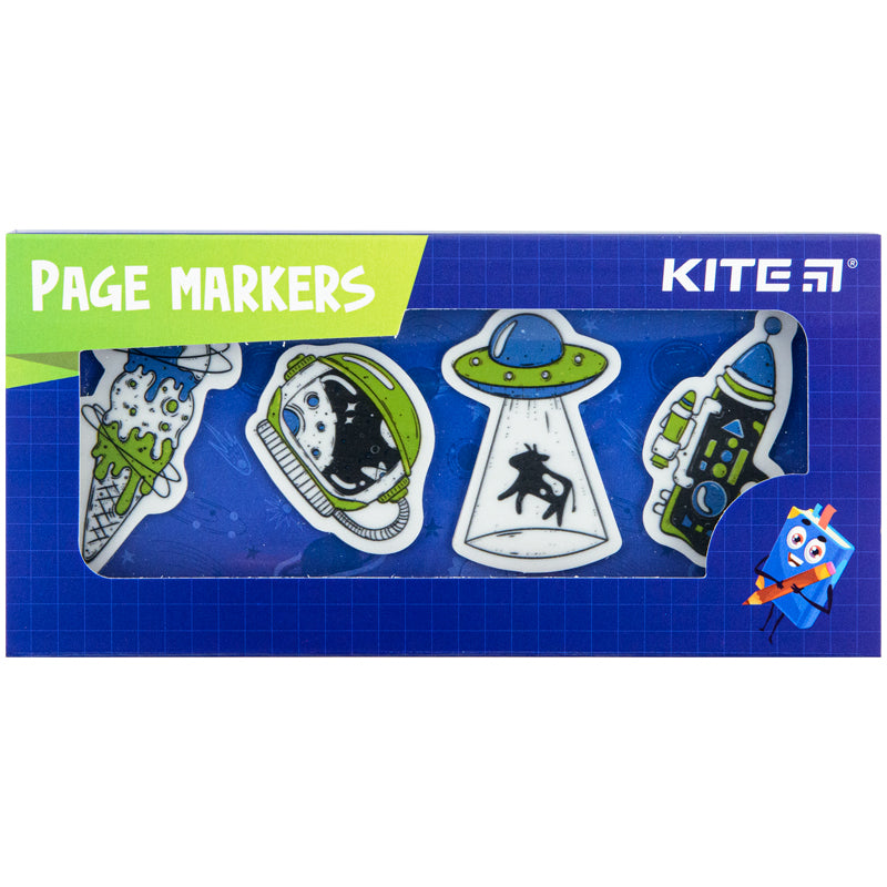 Закладки пластикові Kite UFO K22-479-2, 4x20 шт, 35х50 мм. Фото 2