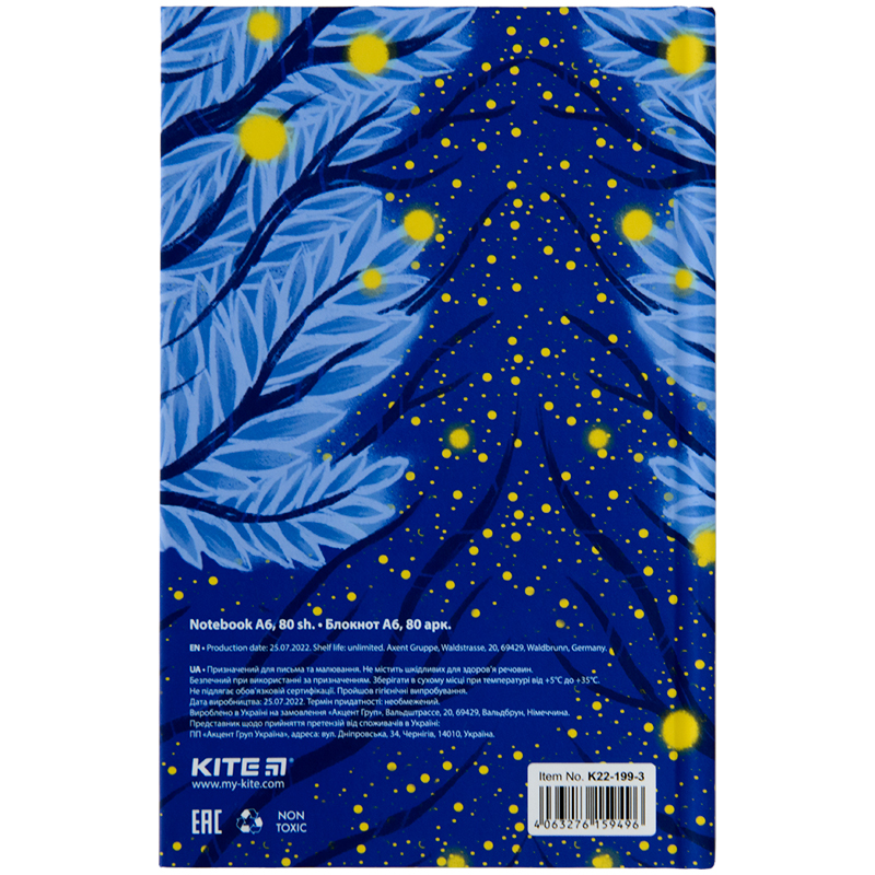 Книга записна Kite Синиця K22-199-3, тверда обкладинка, А6, 80 аркушів, клітинка. Фото 5