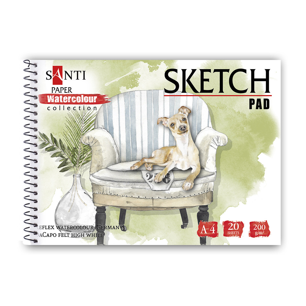 Альбом для акварелі SANTI Animals А4 Paper Watercolour Collection 20 аркушів 130517