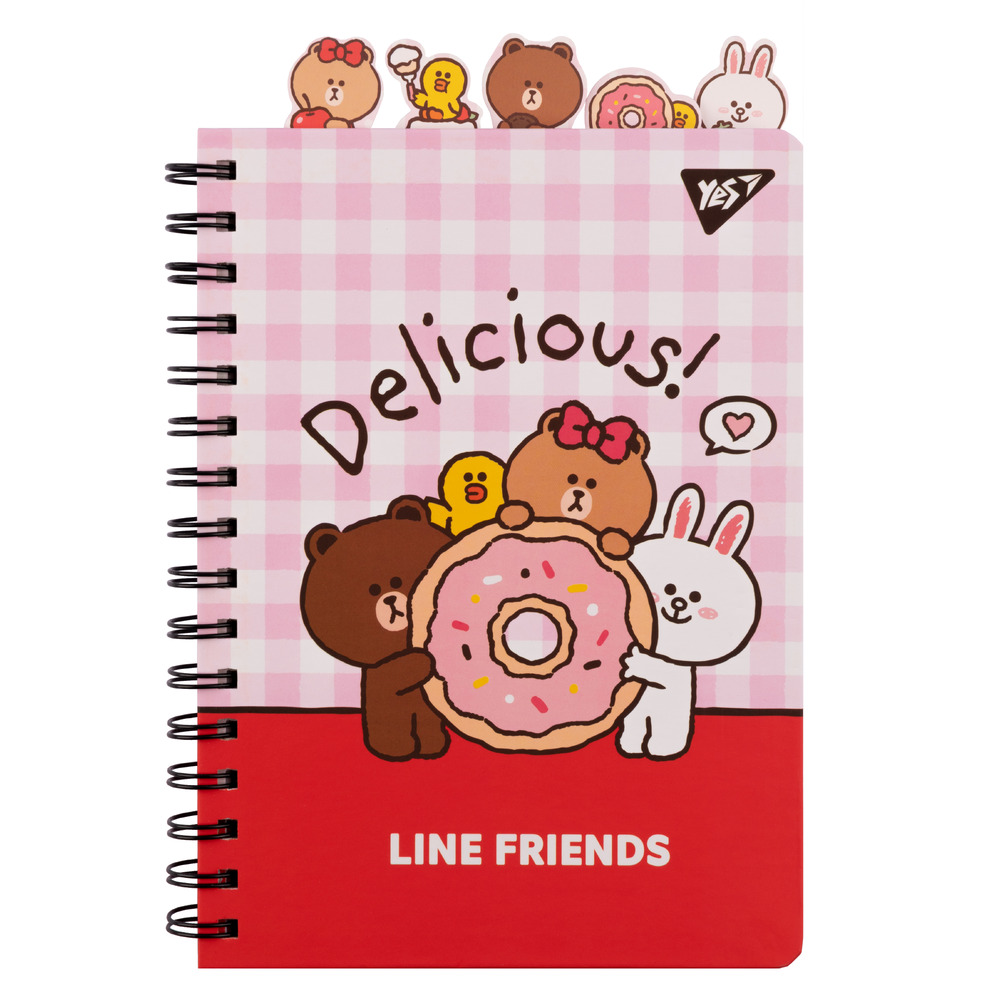 Блокнот YES А5 80 аркушів лінійка з роздільниками Line Friends. Delicious 151776