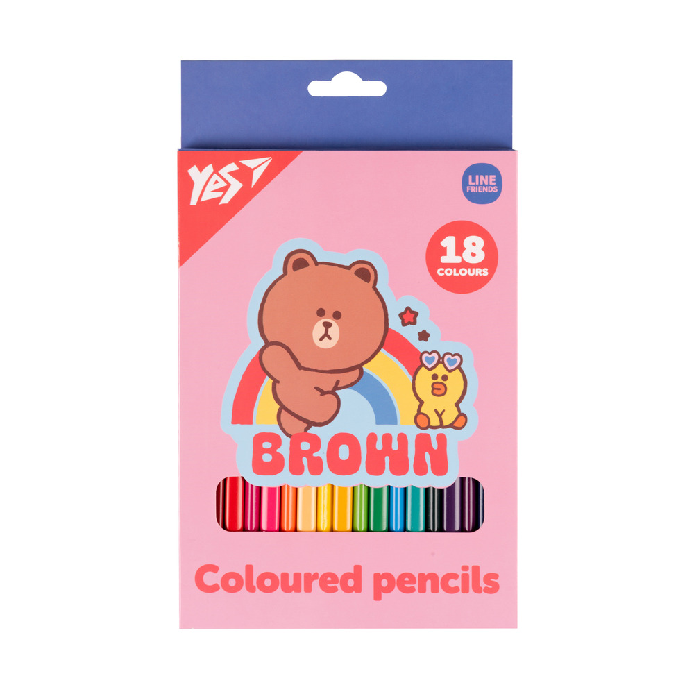 Олівці кольорові Yes 18 кольорів Line Friends Choco and Sally 290734