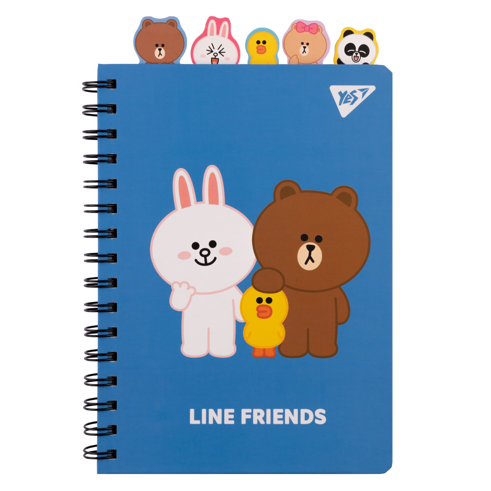 Блокнот YES А5 80 аркушів лінійка з роздільниками Line Friends 151775