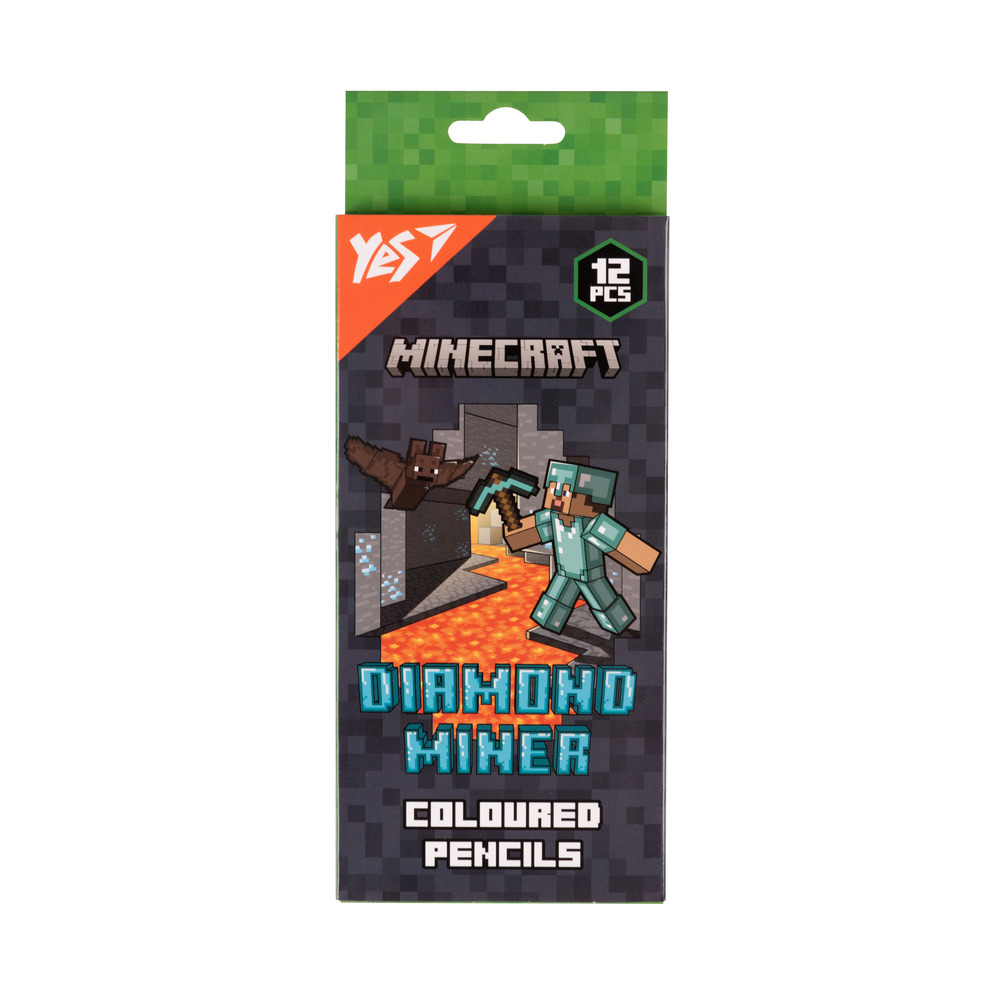 Олівці кольорові Yes 12 кольорів Minecraft Diamond Miner 290720