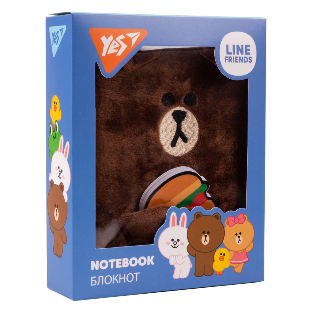 Блокнот пухнастий YES А6 80 аркушів лінійка Line Friends Brown 151745