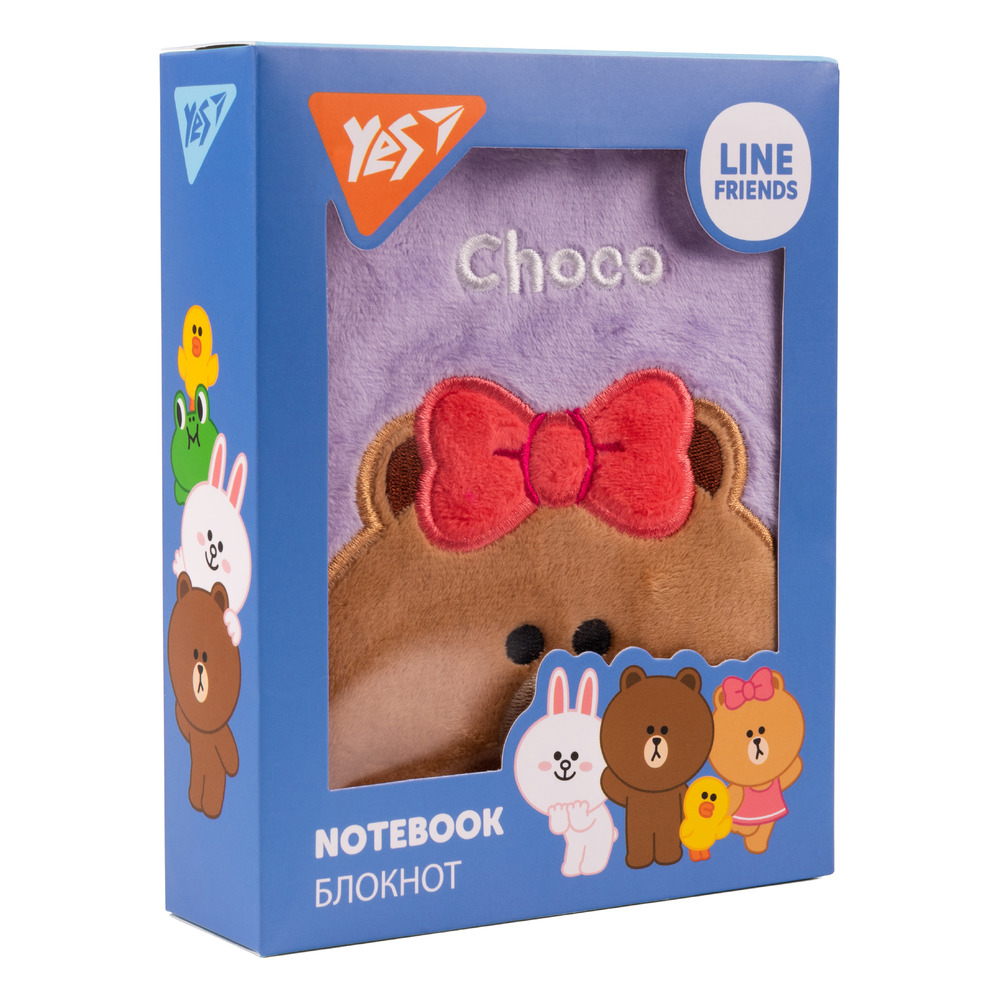 Блокнот пухнастий YES А6 80 аркушів лінійка Line Friends Choco 151746