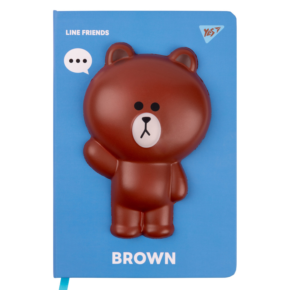 Блокнот-сквіш YES А5 128 аркушів лінійка Line Friends.Brown 151802