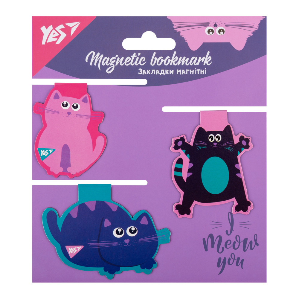 Закладки магнітні Yes Kittycon 3 шт 707728