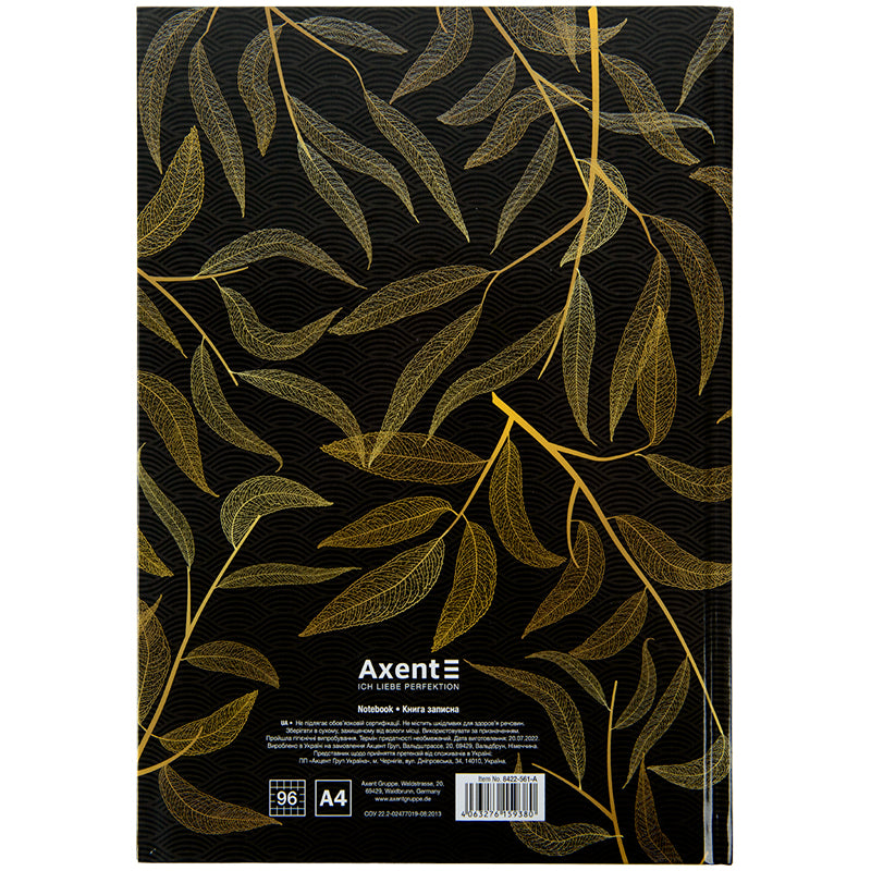 Книга записна Axent Waves А4, 96 аркушів, клітинка, чорна 8422-561-A. Фото 4