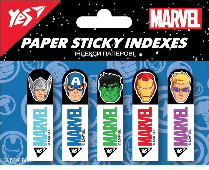 Індекси паперові Yes Marvel.Avengers 50x15мм 100 шт 5x20 170311