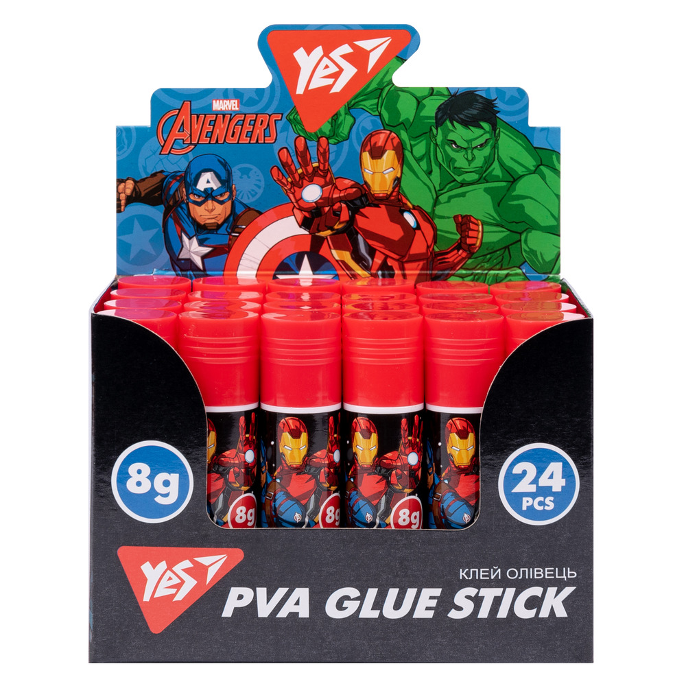 Клей-олівець Yes 8г PVA Marvel.Avengers 320275 (24 шт)