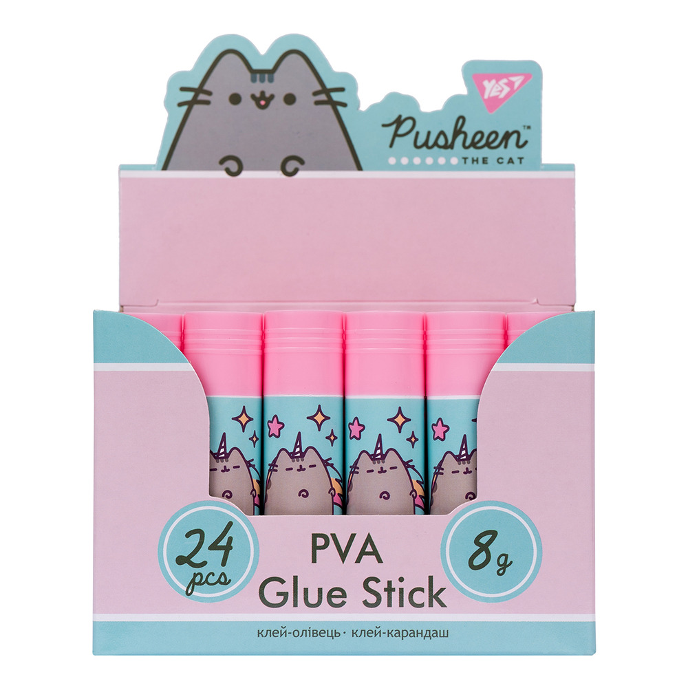 Клей-олівець Yes 8г PVA Pusheen 320254 (24 шт)