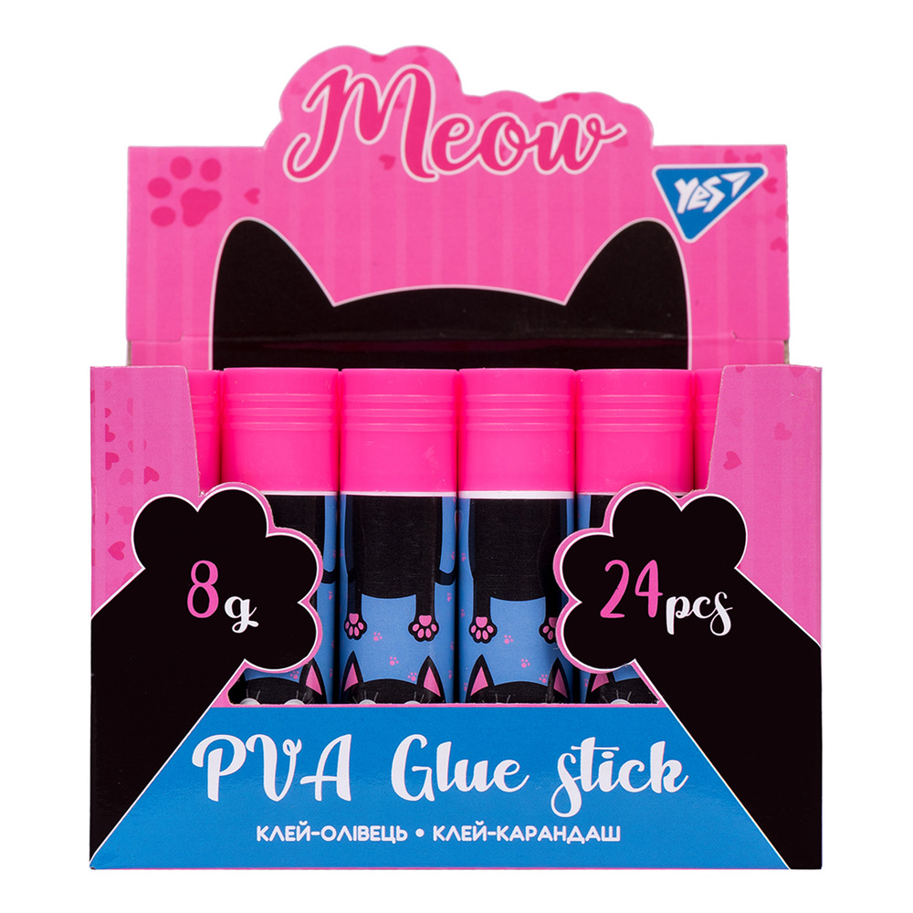 Клей-олівець Yes 8г PVA Meow 320252 (24 шт)
