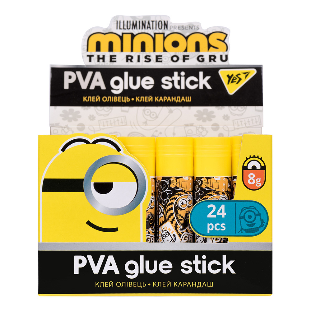 Клей-олівець Yes 8г PVA Minions 320258 (24 шт)