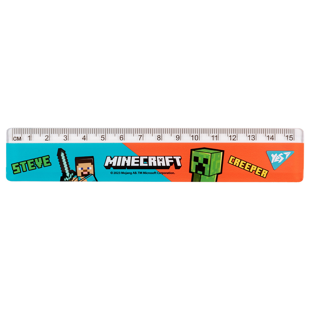 Лінійка Yes 15 см Minecraft блакитно-червона 370654