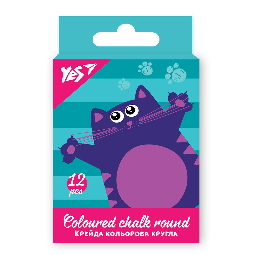 Крейда кольорова Yes Kittycon 12 шт кругла 400472