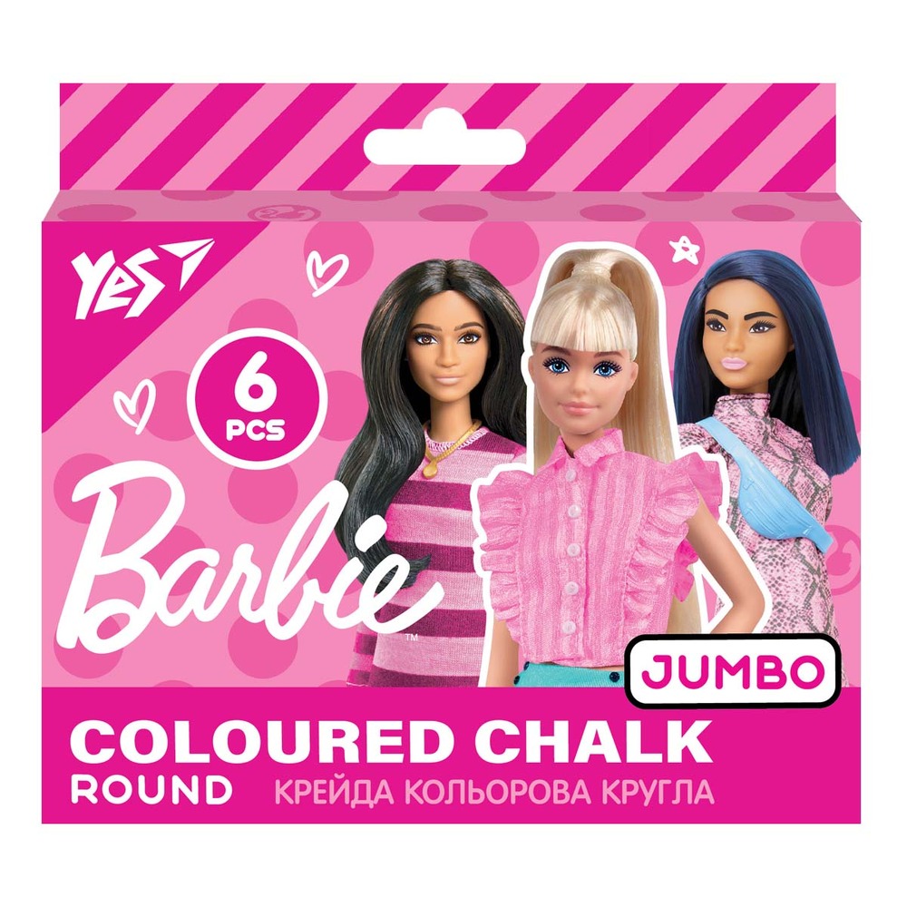 Крейда кольорова Yes Barbie 6 шт JUMBO 400463