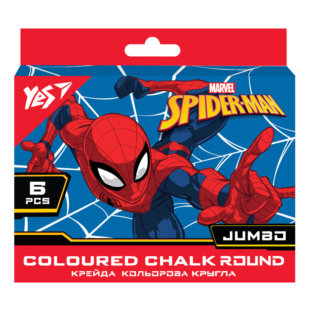 Крейда кольорова Yes Marvel.Spiderman 6 шт JUMBO 400464