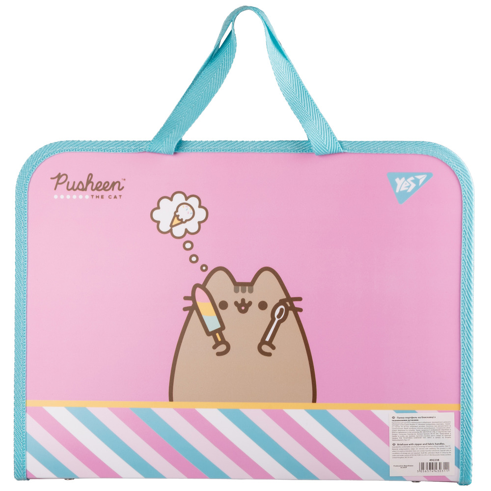 Папка-портфель Yes FC на блискавці з тканинними ручками Pusheen Stormy 492238. Фото 4