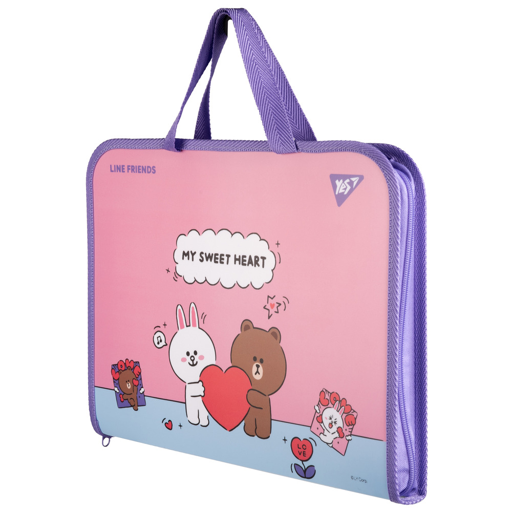 Папка-портфель Yes FC на блискавці з тканинними ручками Line Friends Choco and Cony 492239. Фото 2