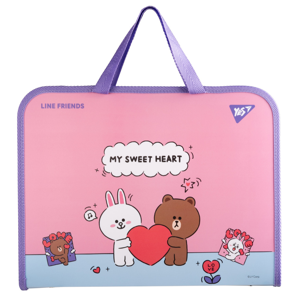 Папка-портфель Yes FC на блискавці з тканинними ручками Line Friends Choco and Cony 492239