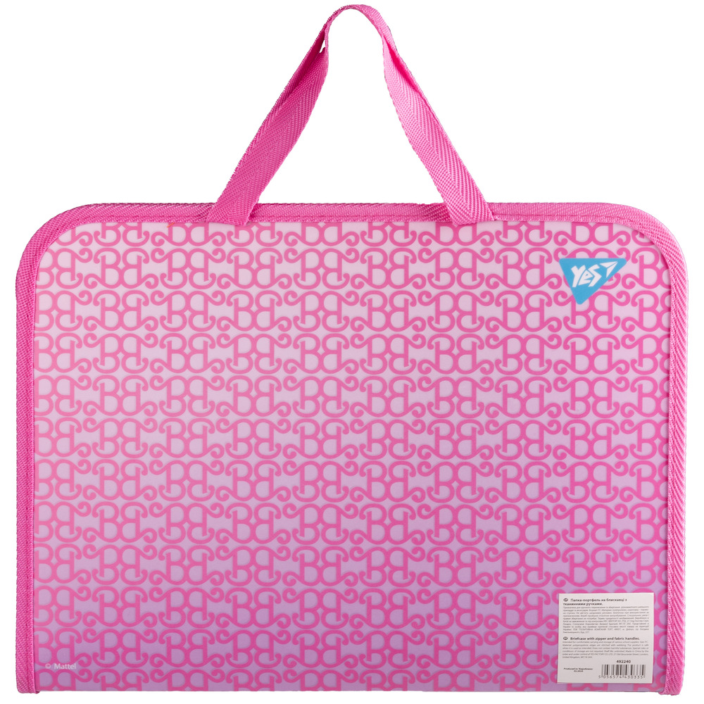 Папка портфель Yes FC на блискавці з тканинними ручками Barbie 492240. Фото 4