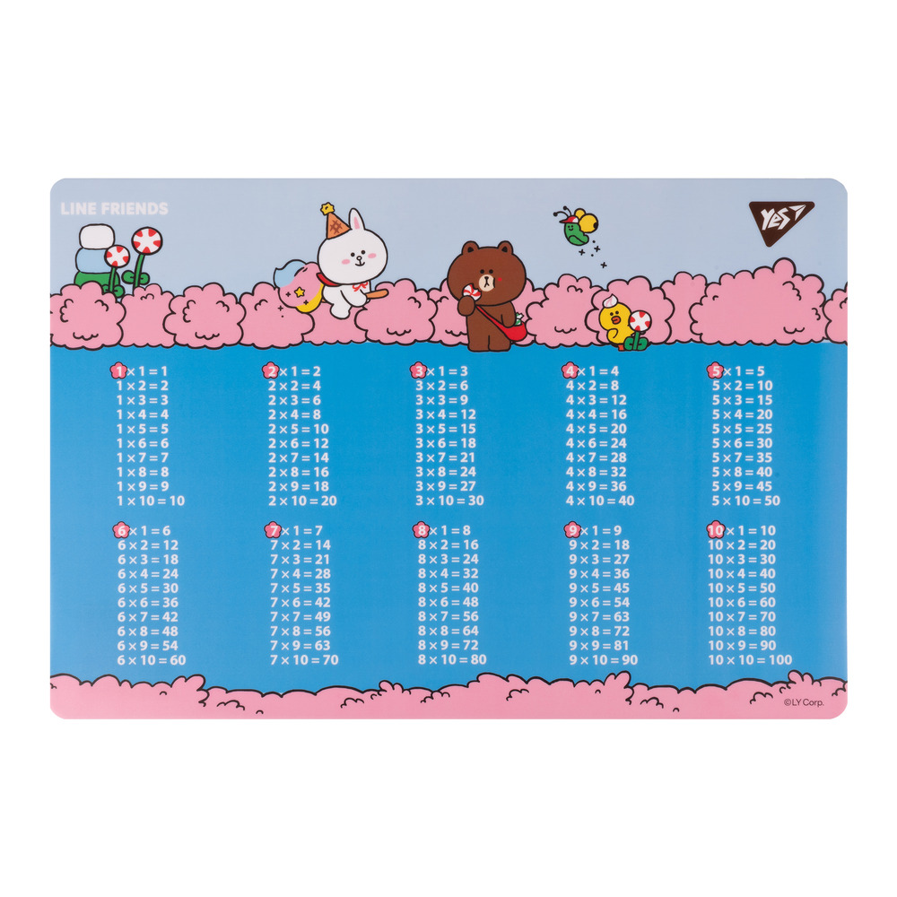 Підкладка для столу пластикова Yes Line Friends Together з підказками таблиця множення 42x29 см 492254