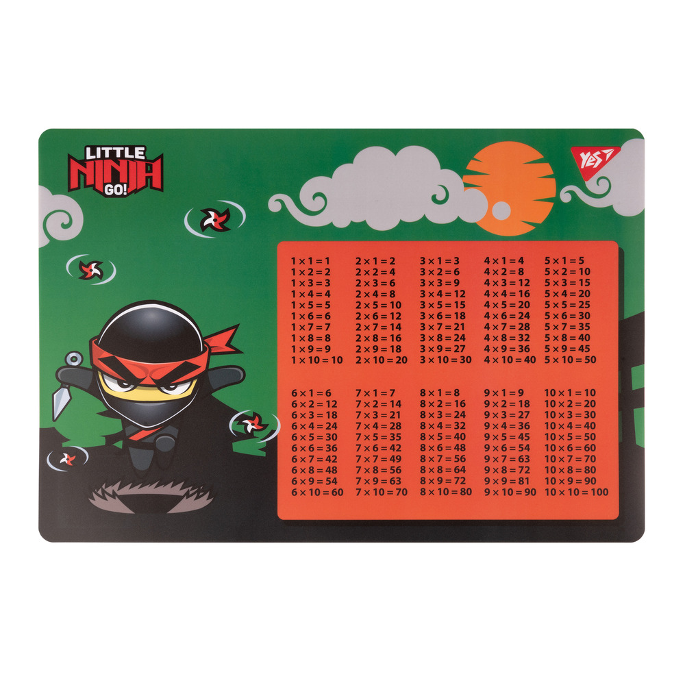 Підкладка для столу пластикова Yes Ninja з підказками таблиця множення 42x29 см 492252