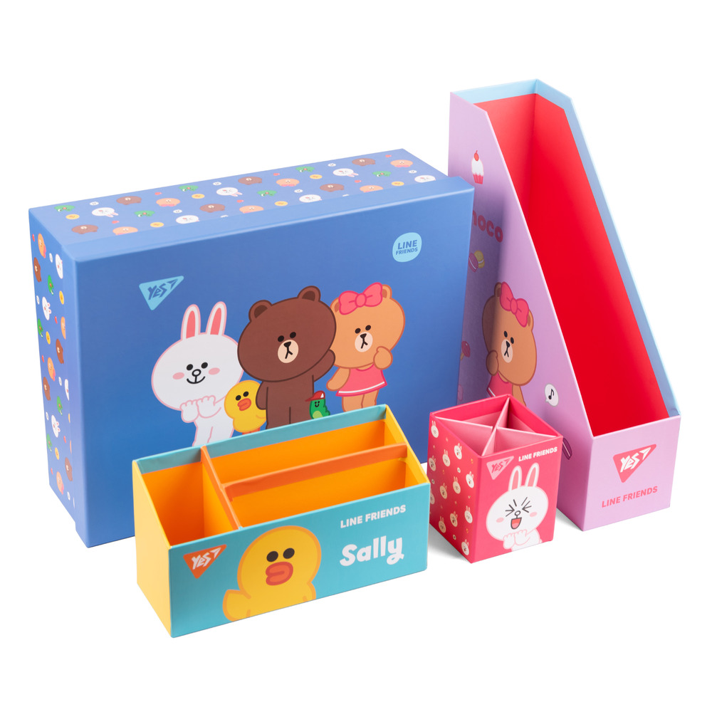 Настільний органайзер в наборі YES Line Friends картонний, 4 предмети 450104