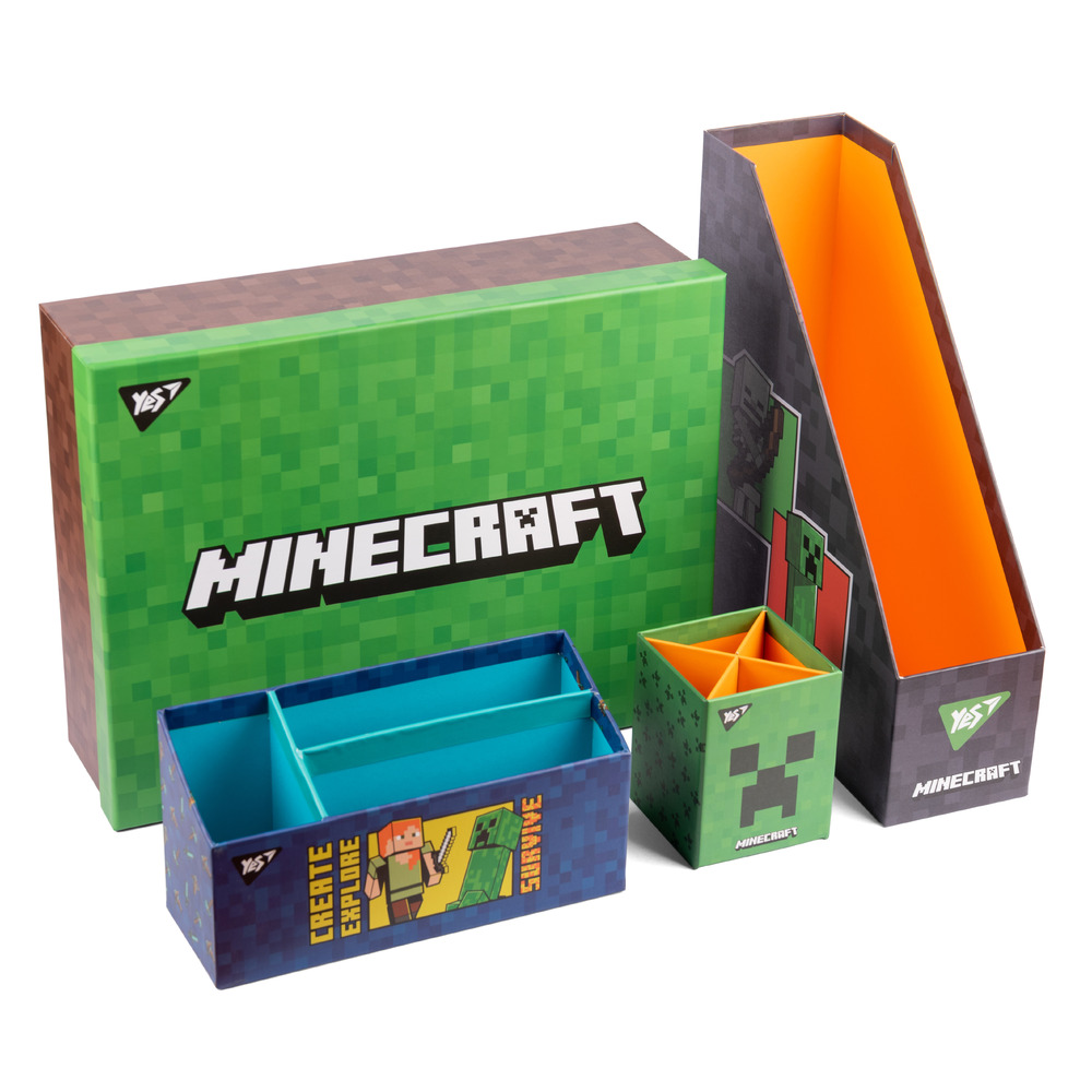 Настільний органайзер у наборі YES Minecraft картонний, 4 предмети 450108