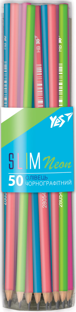 Олівець чорнографітний YES Slim neon круглий 280540. Фото 2