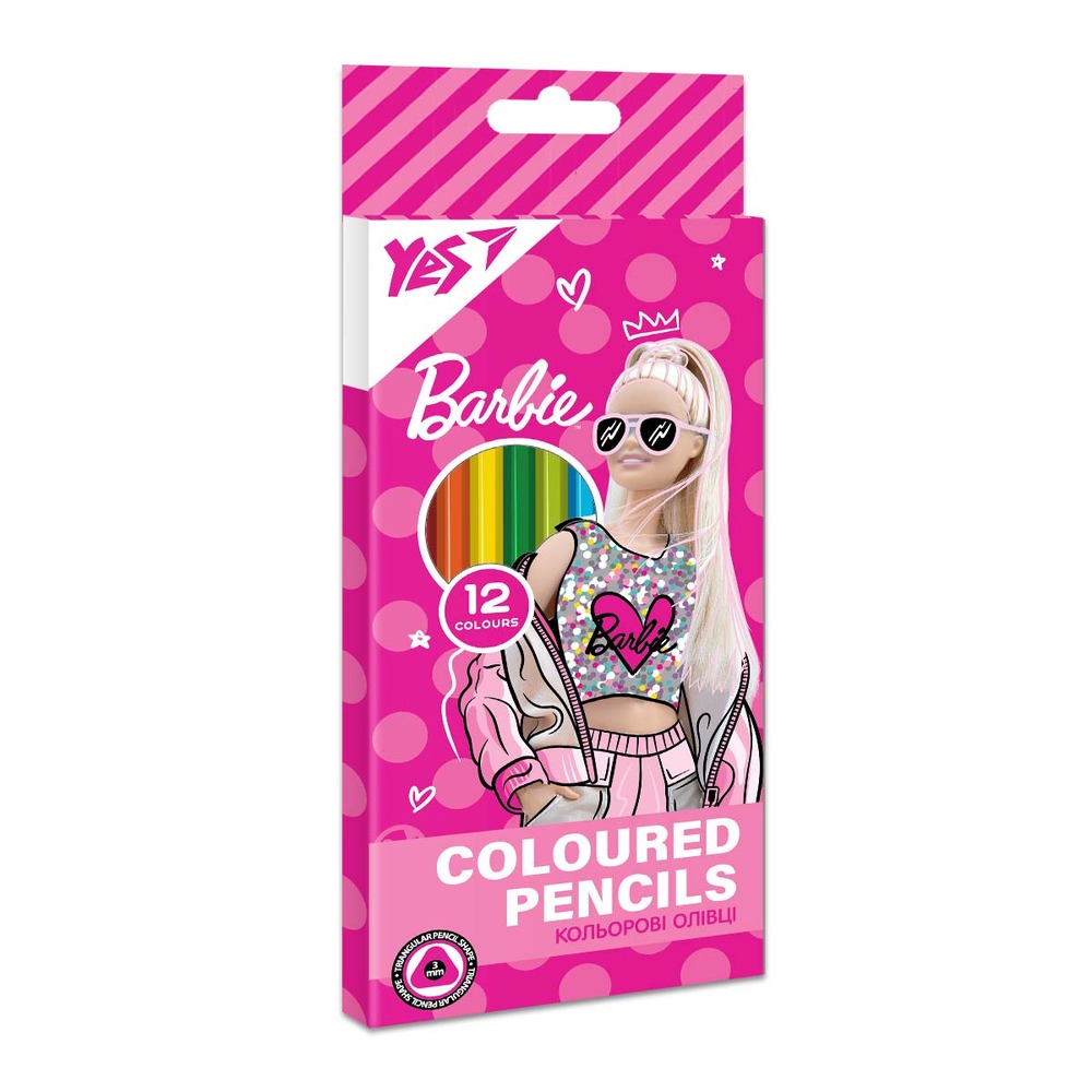 Олівці кольорові Yes 12 кольорів Barbie 290656