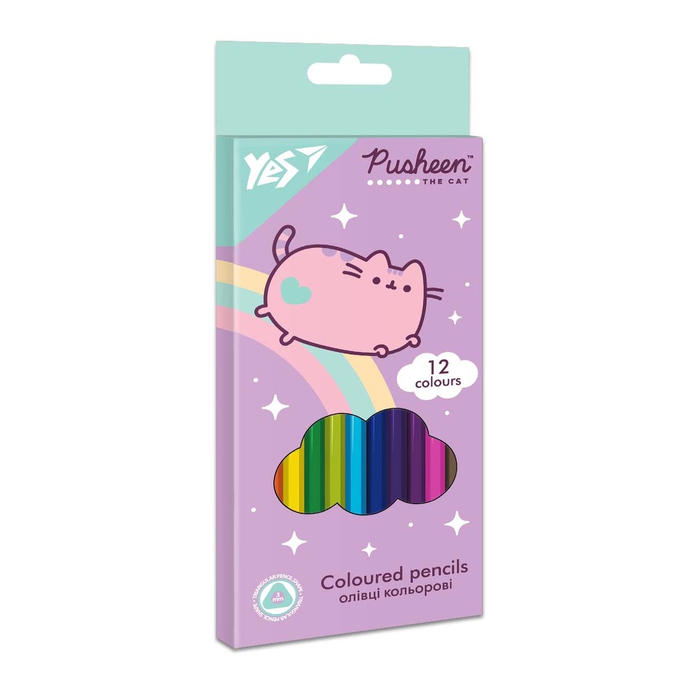 Олівці кольорові Yes 12 кольорів Pusheen 290666