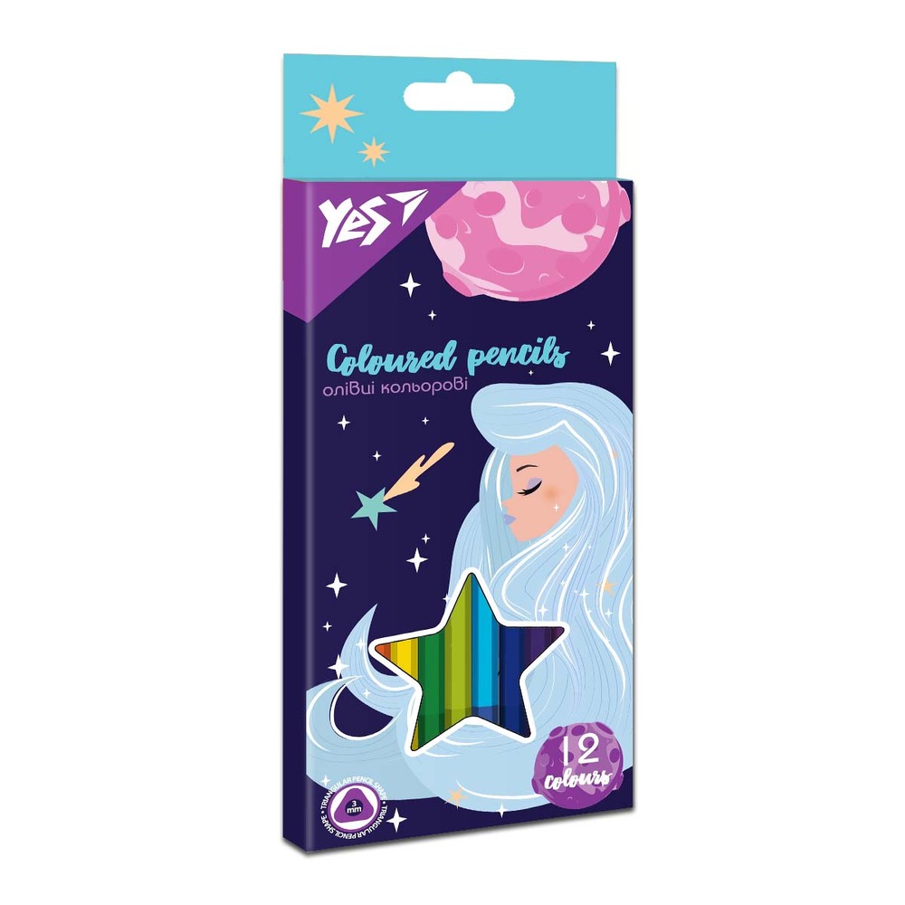 Олівці кольорові Yes 12 кольорів Space Girl 290654