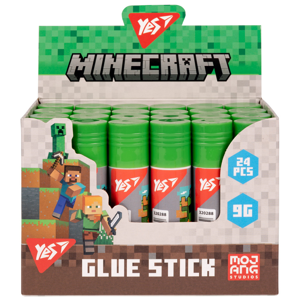 Клей-олівець Yes 9г PVA Minecraft 320288 (24 шт)