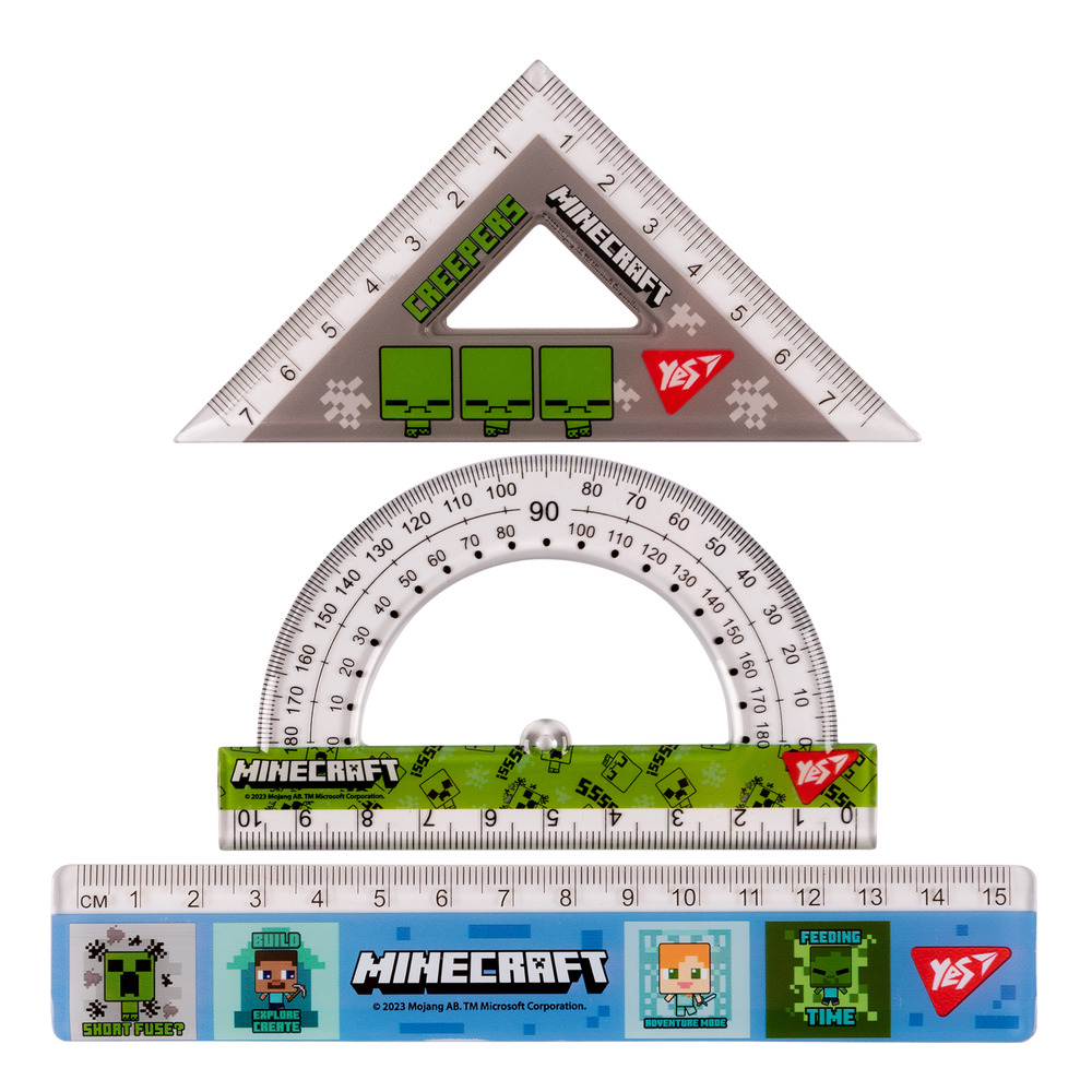 Набір лінійок Yes 3 предмети Minecraft лінійка 15 см 370674. Фото 2