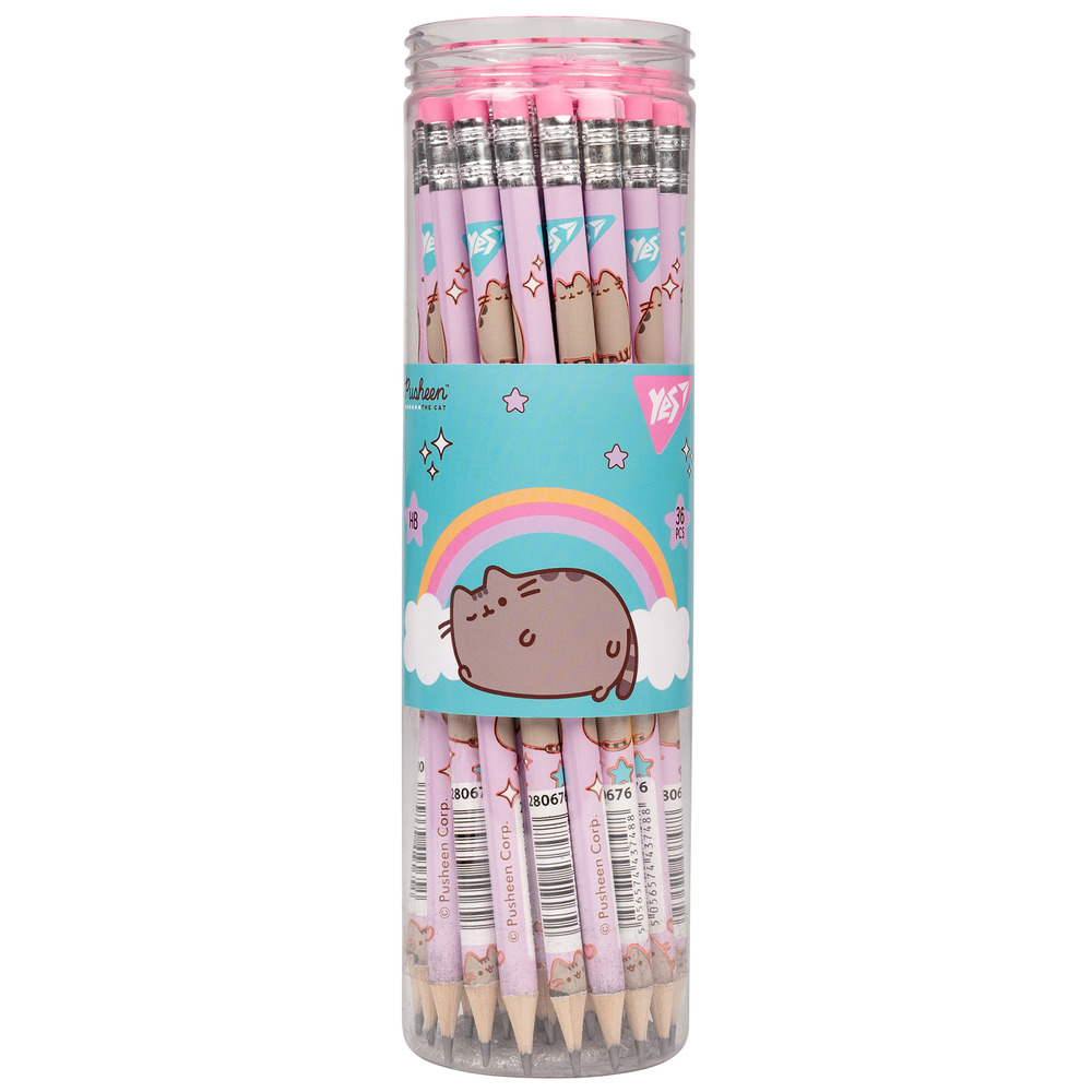 Олівець чорнографітний Yes Pusheen Rainbow круглий з гумкою 280676